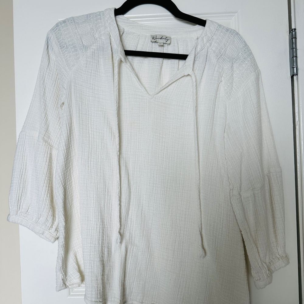 Wonderly Cream Gauze Blouse